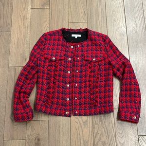 IRO red blue tweed jacket, size 6, like new
